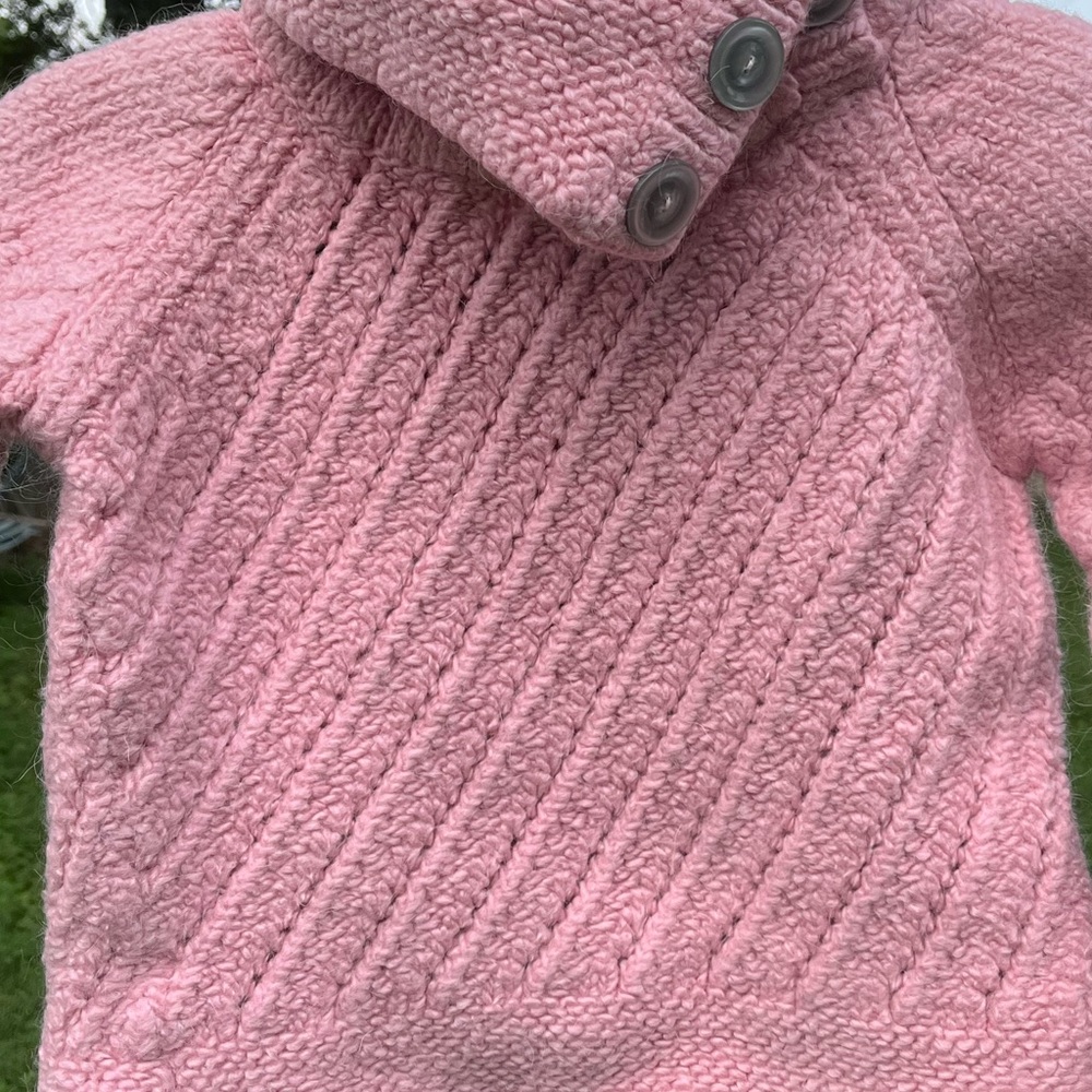 Fisherman Out of Ireland Button Neck Aran Style Sweater in Pink - Picture 6 of 6